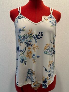Papermoon - Floral V-Neck Tank Top -Women's Size Extra Small Petite